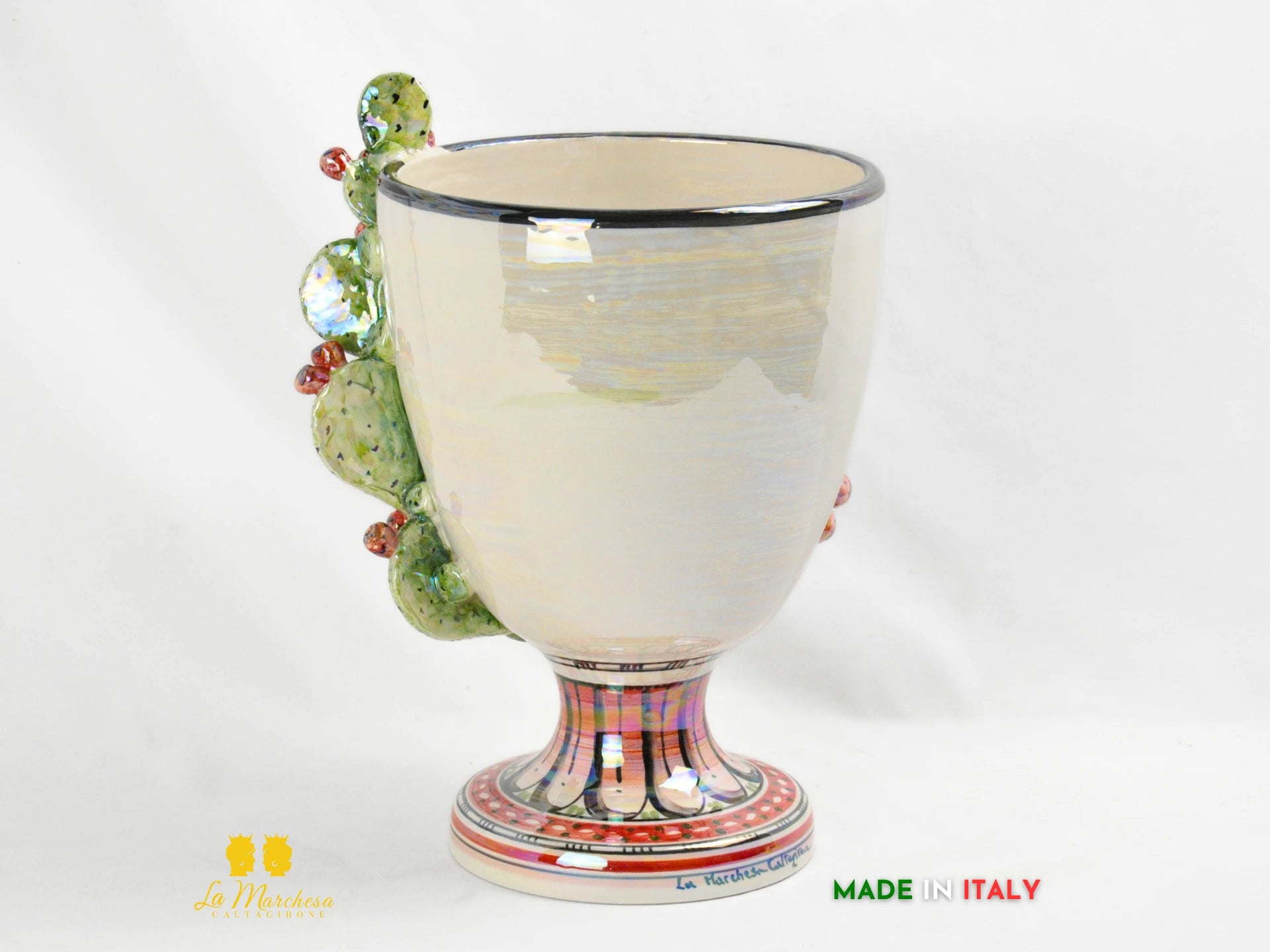 OUTLET Vaso in Ceramica di Caltagirone Design Volto Madreperla