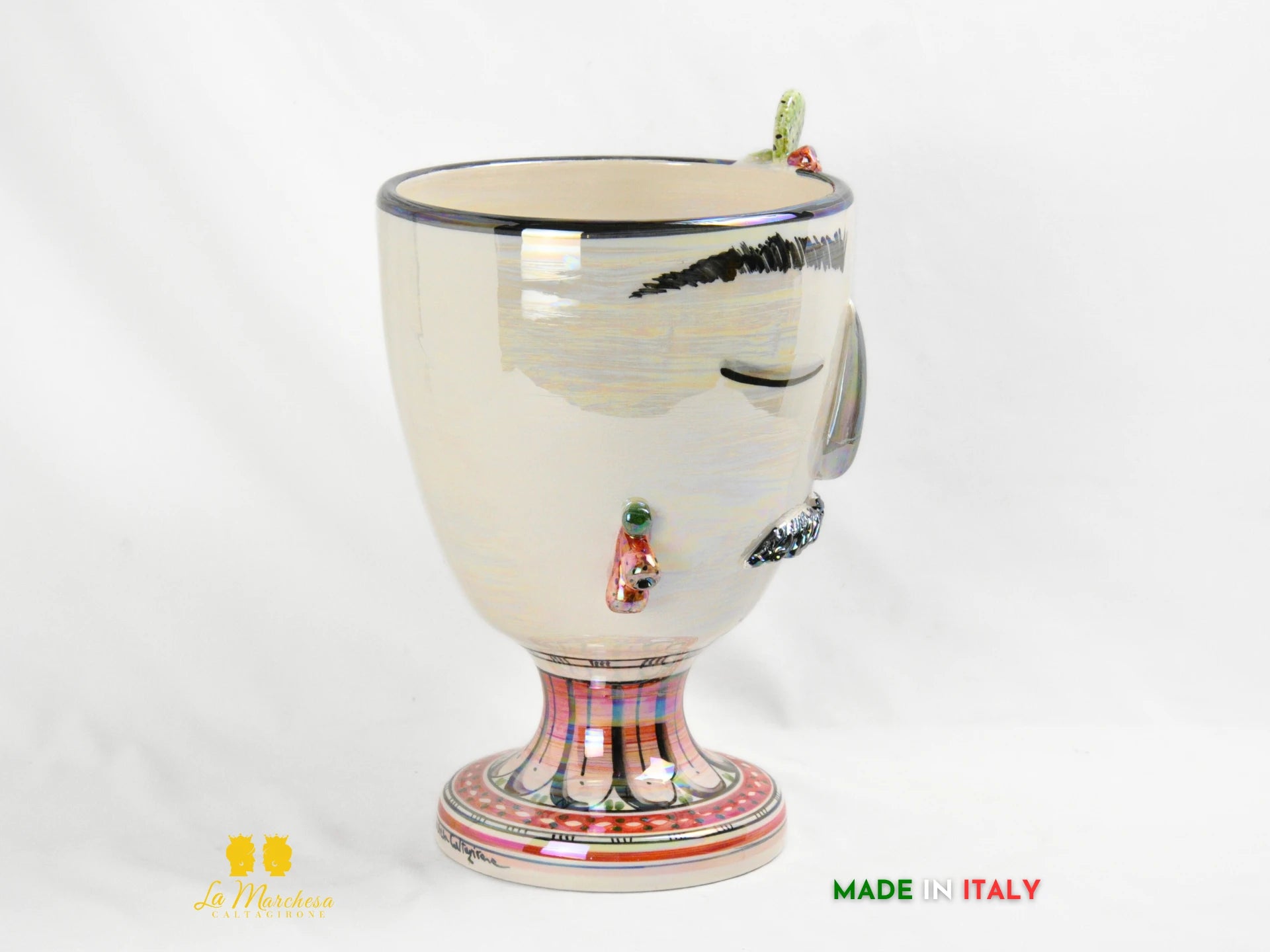 OUTLET Vaso in Ceramica di Caltagirone Design Volto Madreperla