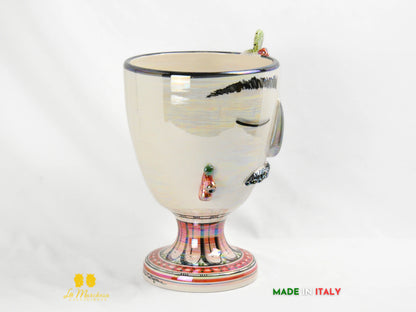 OUTLET Vaso in Ceramica di Caltagirone Design Volto Madreperla