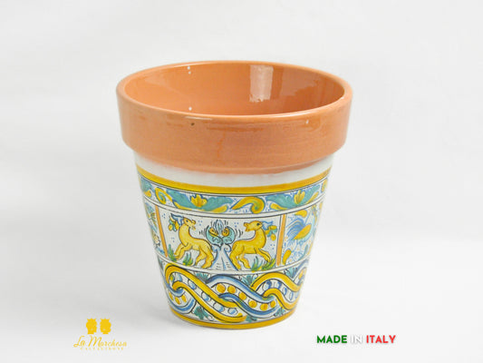 OUTLET Vaso in Ceramica di Caltagirone decoro Mattonelle scalinate 22cm