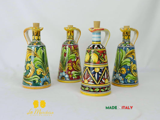 Oliera in Ceramica di Caltagirone cono decorata a mano