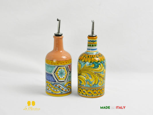 Oliere in Ceramica di Caltagirone decorate tonde con dosatore 27cm 
