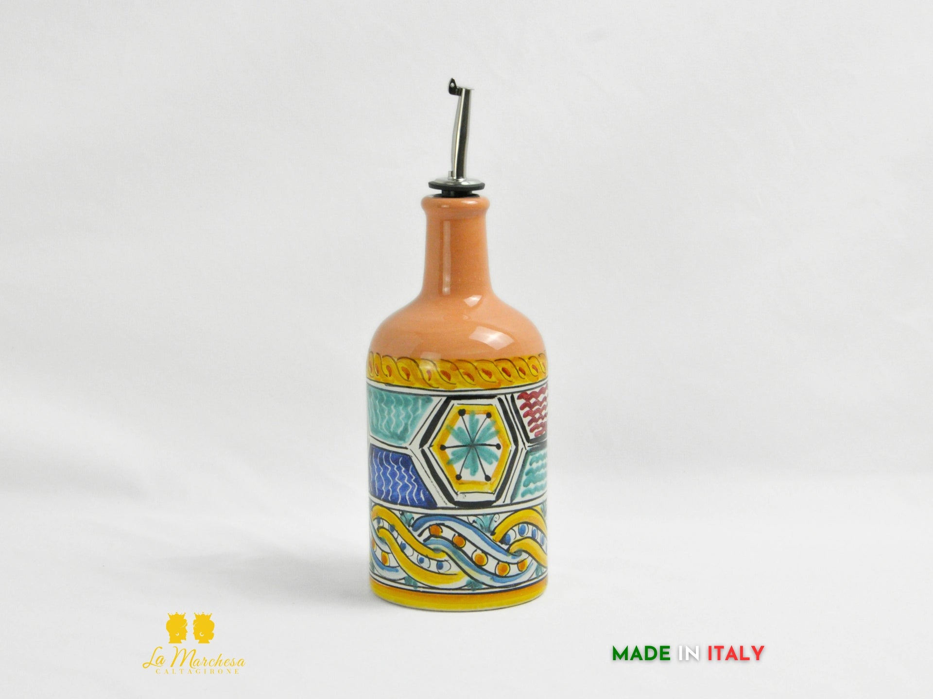 Oliere in Ceramica di Caltagirone decorate tonde con dosatore 27cm 