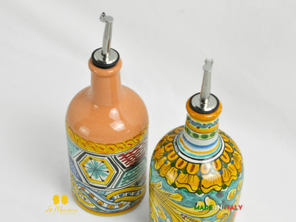 Oliere in Ceramica di Caltagirone decorate tonde con dosatore 27cm 