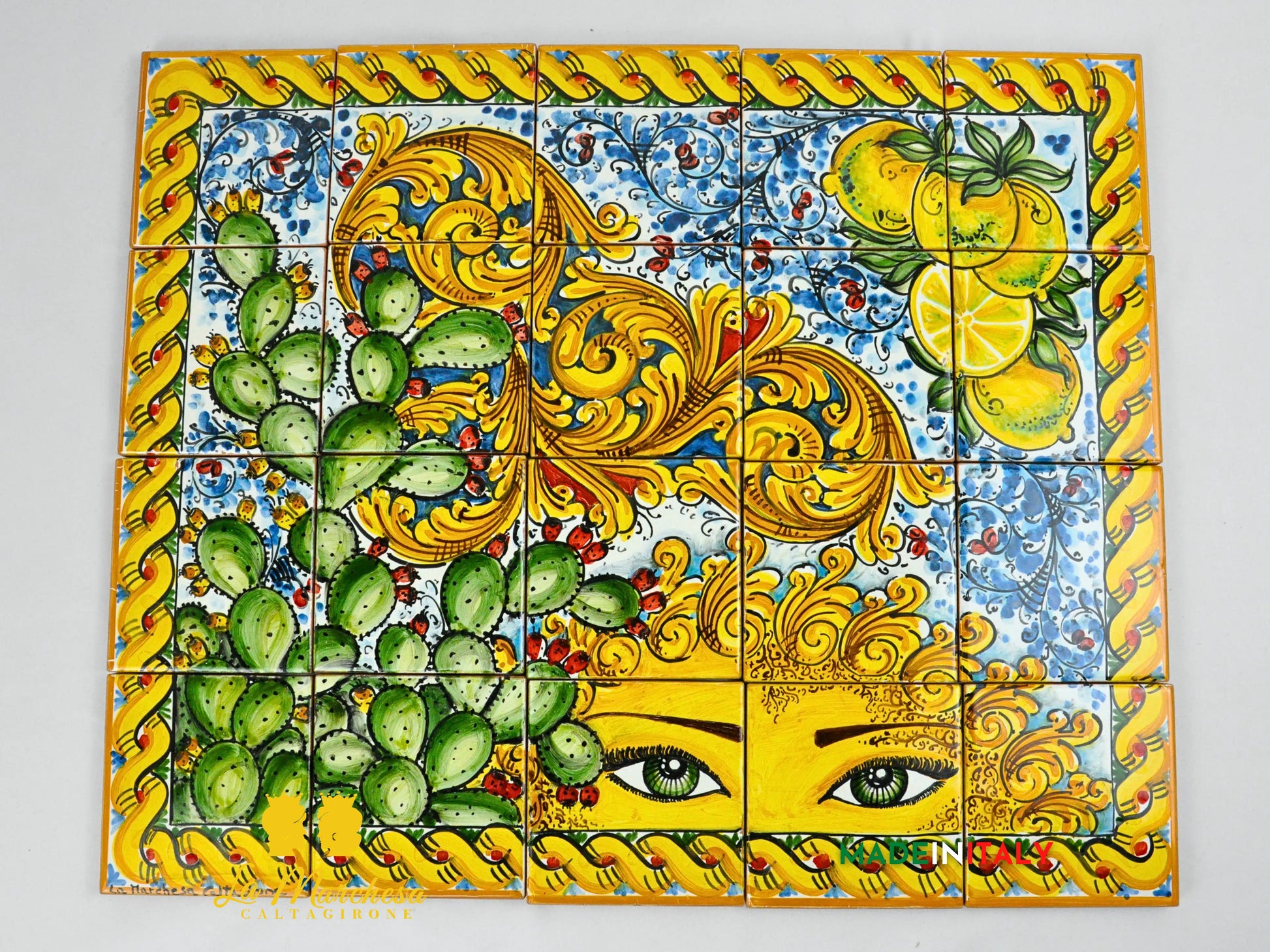 Pannello Murale Piastrelle Siciliane in Ceramica di Caltagirone - Vari Disegni