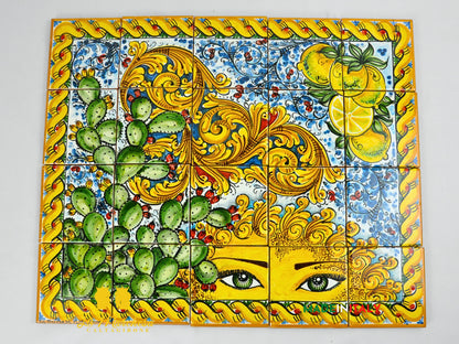 Pannello Murale Piastrelle Siciliane in Ceramica di Caltagirone - Vari Disegni