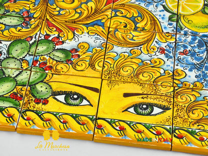 Pannello Murale Piastrelle Siciliane in Ceramica di Caltagirone - Vari Disegni