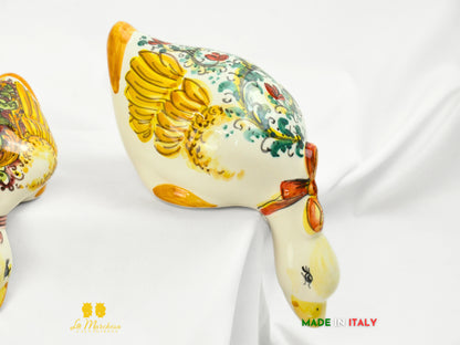 Papera Curiosa in Ceramica di Caltagirone con Fiocco - Varie Misure