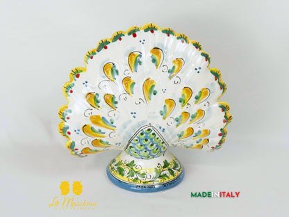 Pavone in Ceramica di Caltagirone ornato fiori 28cm - Vari Modelli