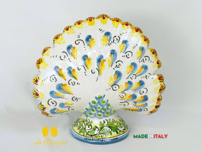 Pavone in Ceramica di Caltagirone ornato fiori 28cm - Vari Modelli