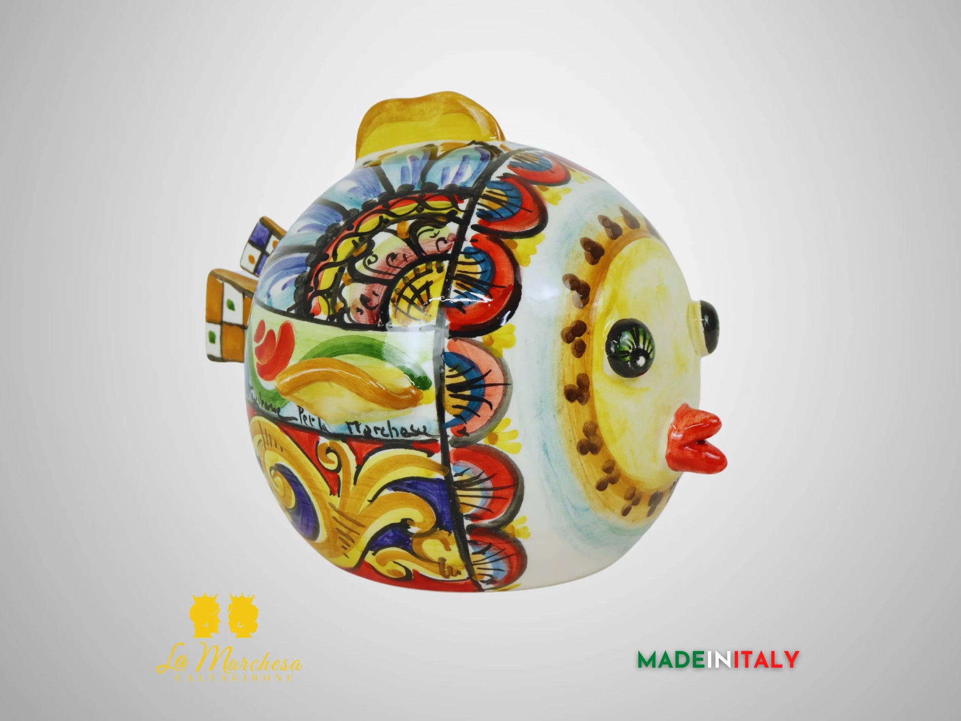 Pesce Decorato in Ceramica di Caltagirone - Carretto