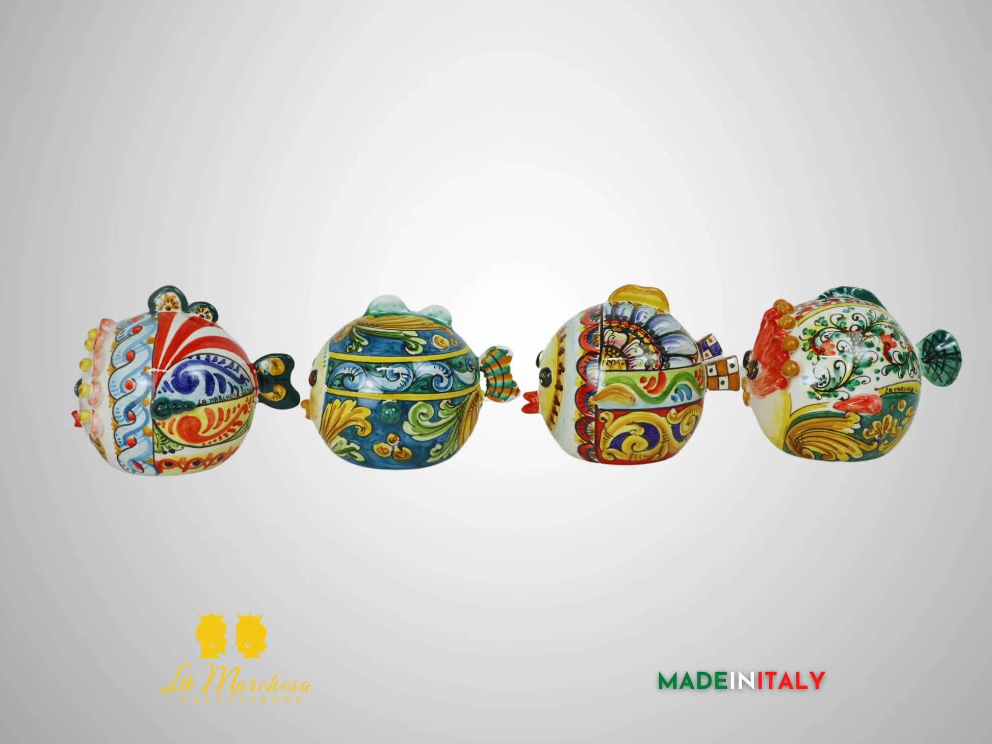 Pesce Decorato in Ceramica di Caltagirone - Vari Decori