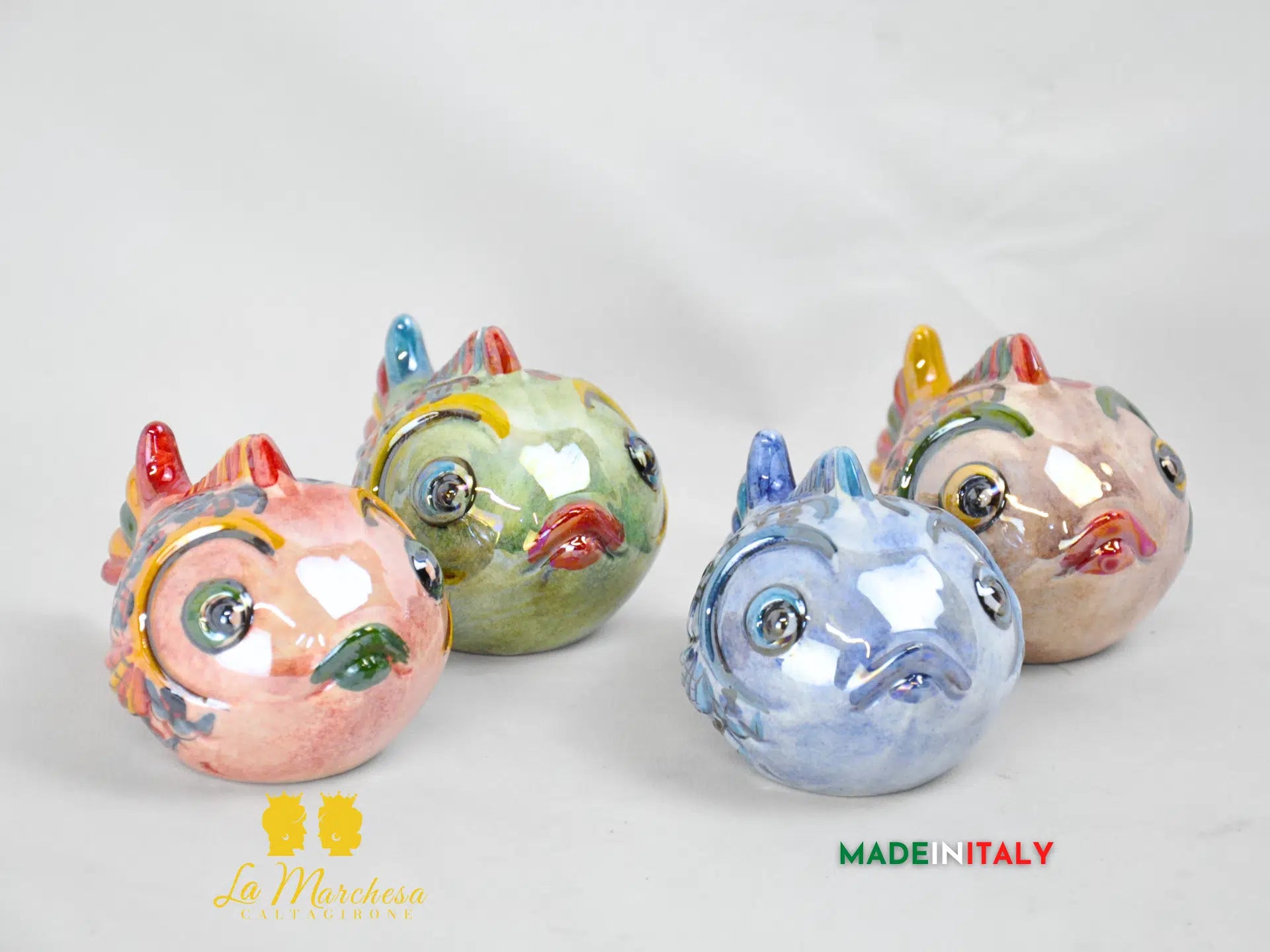 Pesce Palla Madreperla in Ceramica di Caltagirone