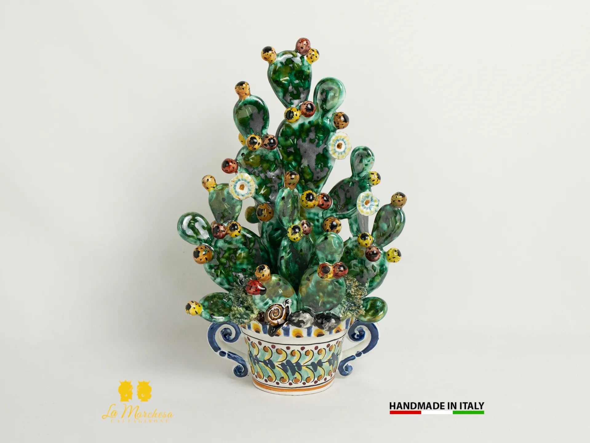Pianta fichi d'india in Ceramica di Caltagirone artistica 25cm