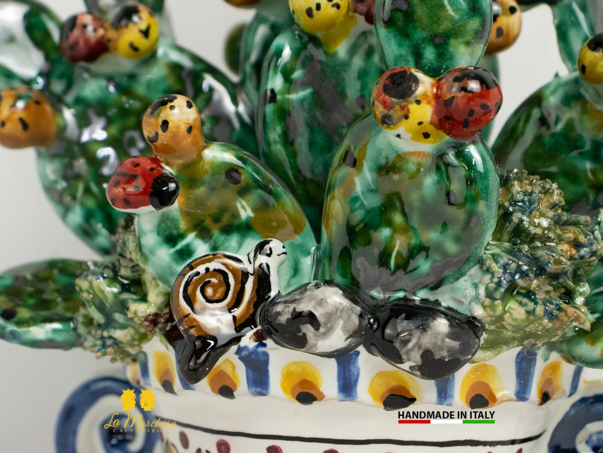 Pianta fichi d'india in Ceramica di Caltagirone artistica 25cm