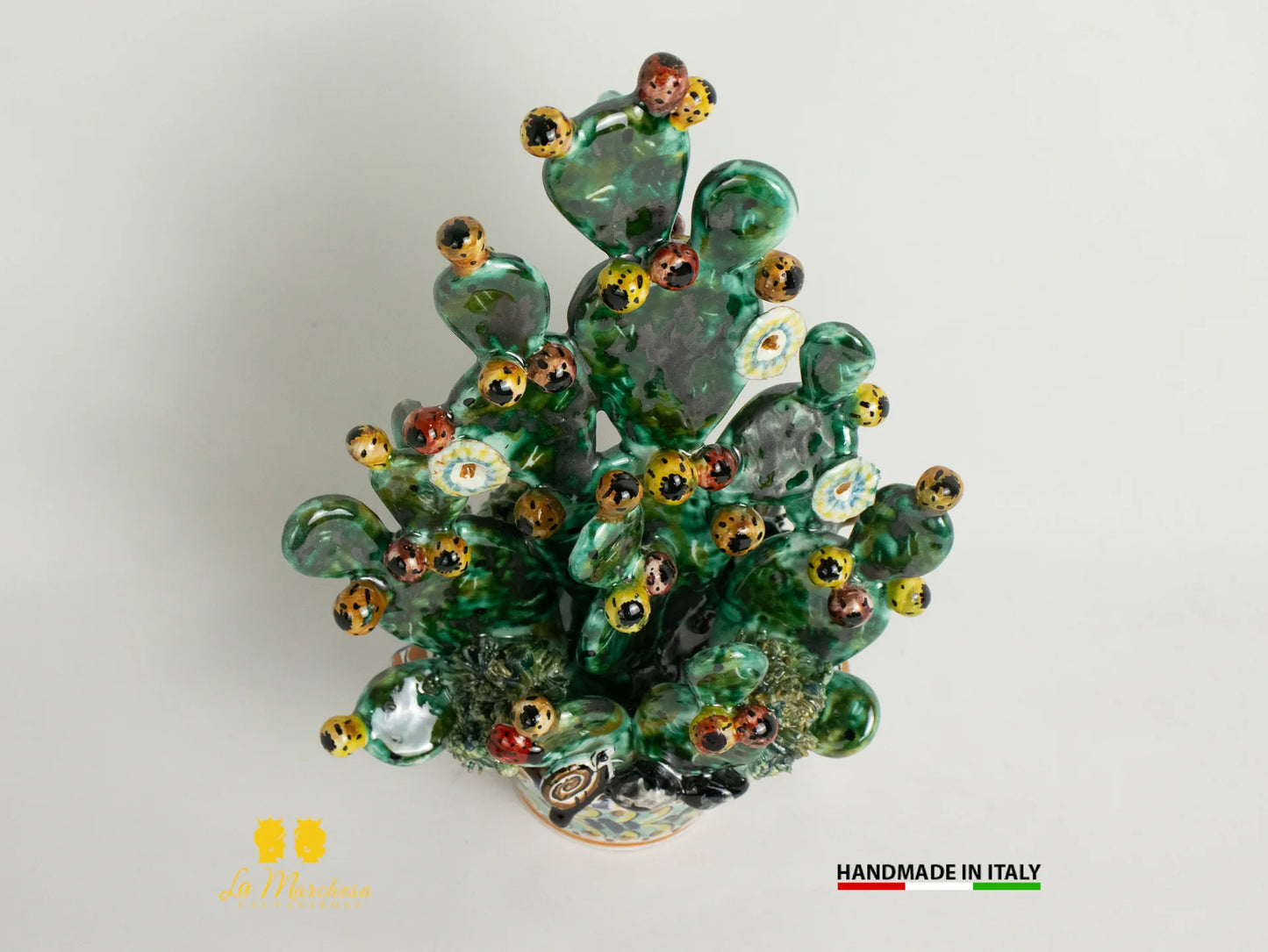 Pianta fichi d'india in Ceramica di Caltagirone artistica 25cm