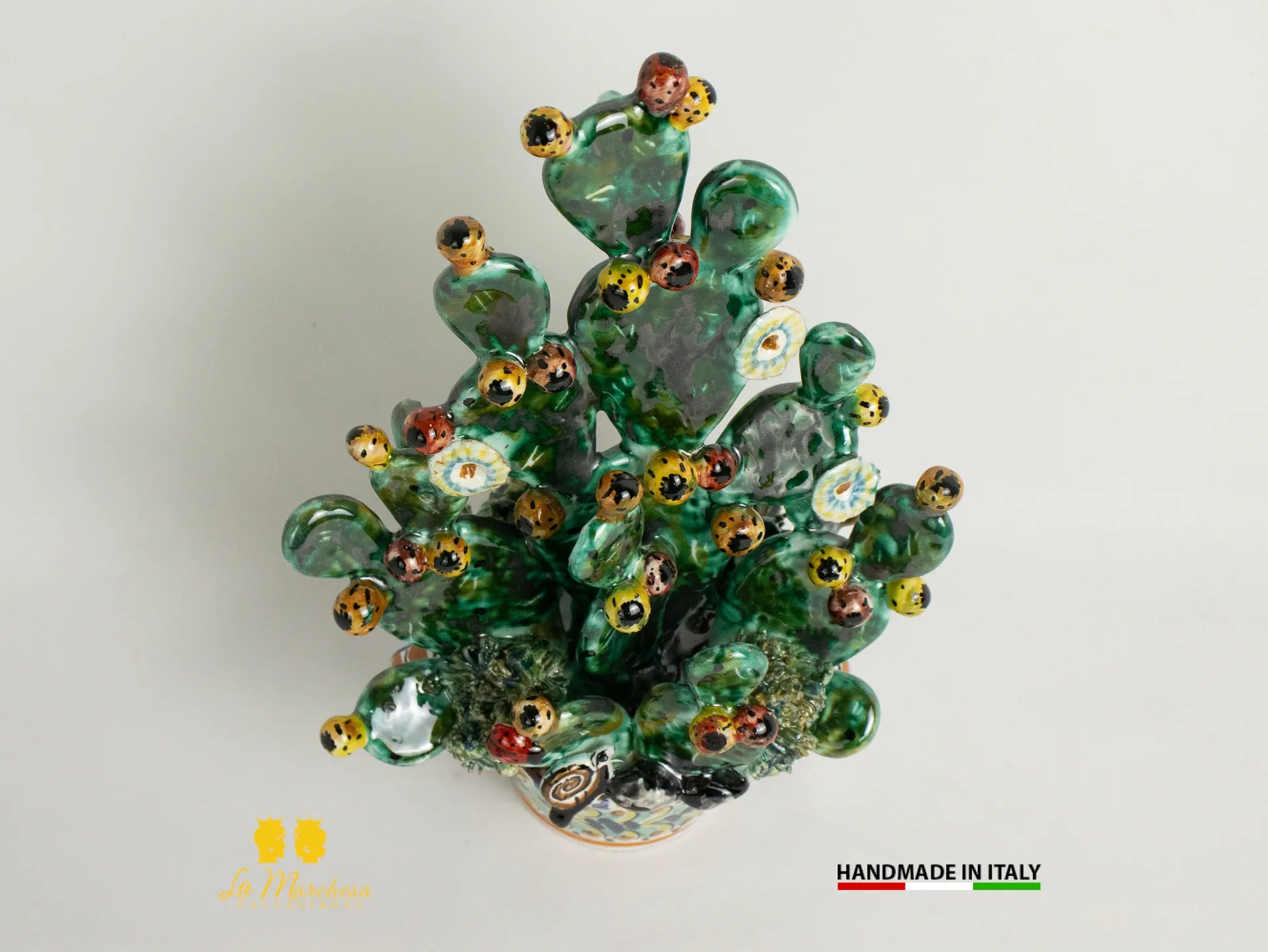Pianta fichi d'india in Ceramica di Caltagirone artistica 25cm