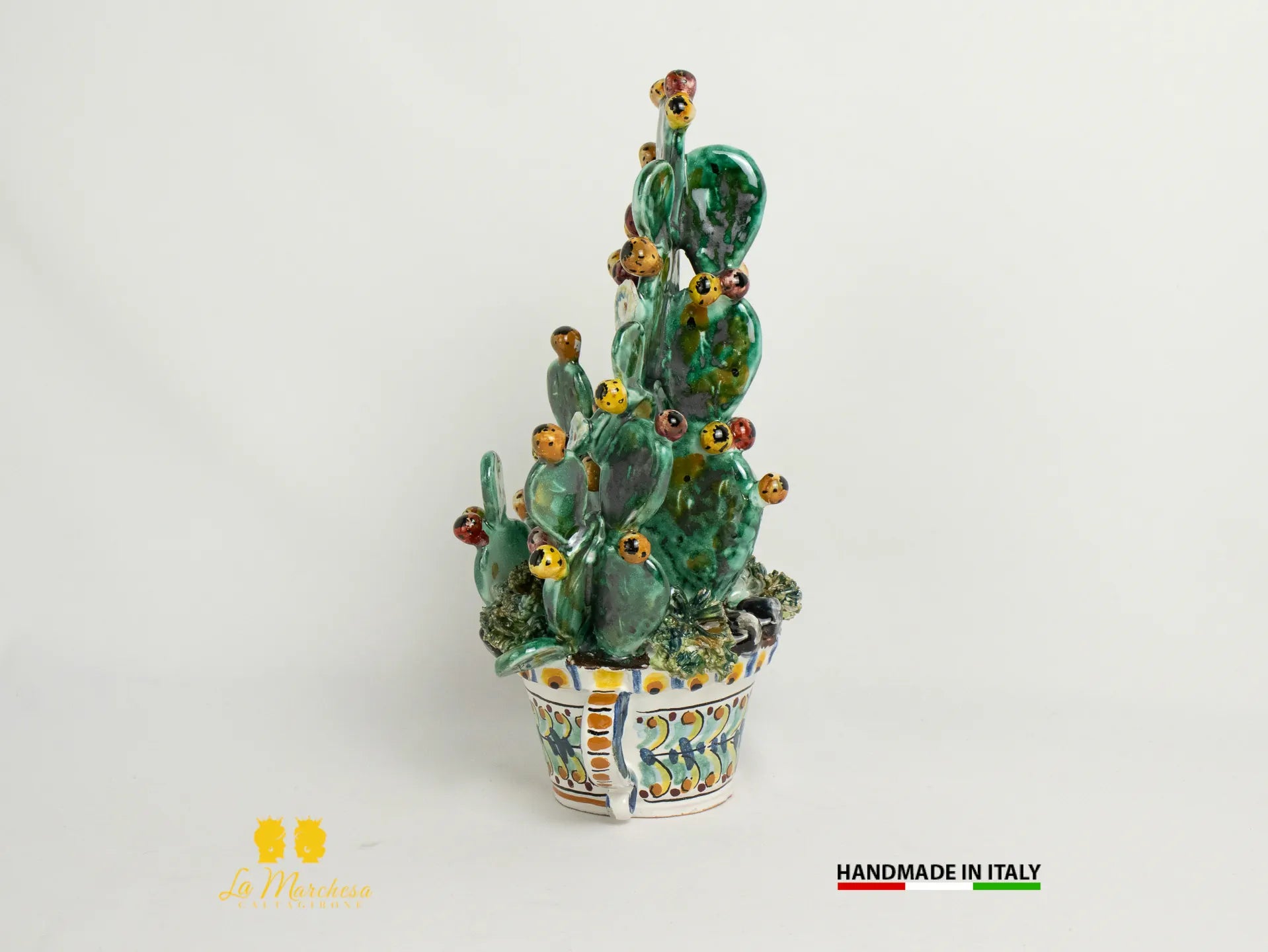 Pianta fichi d'india in Ceramica di Caltagirone artistica 25cm