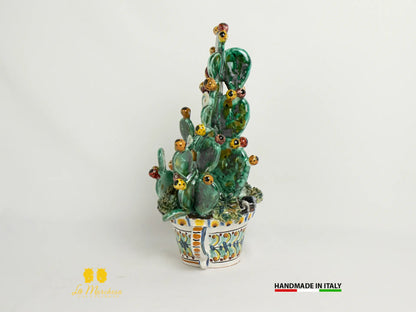 Pianta fichi d'india in Ceramica di Caltagirone artistica 25cm