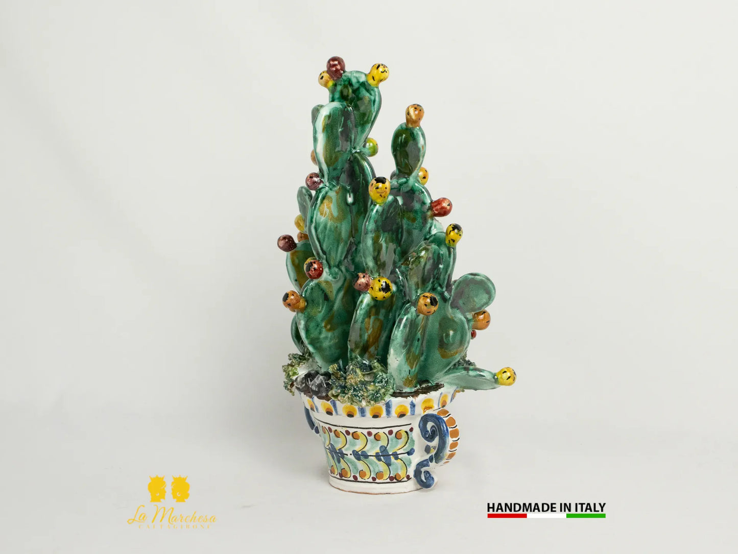 Pianta fichi d'india in Ceramica di Caltagirone artistica 25cm