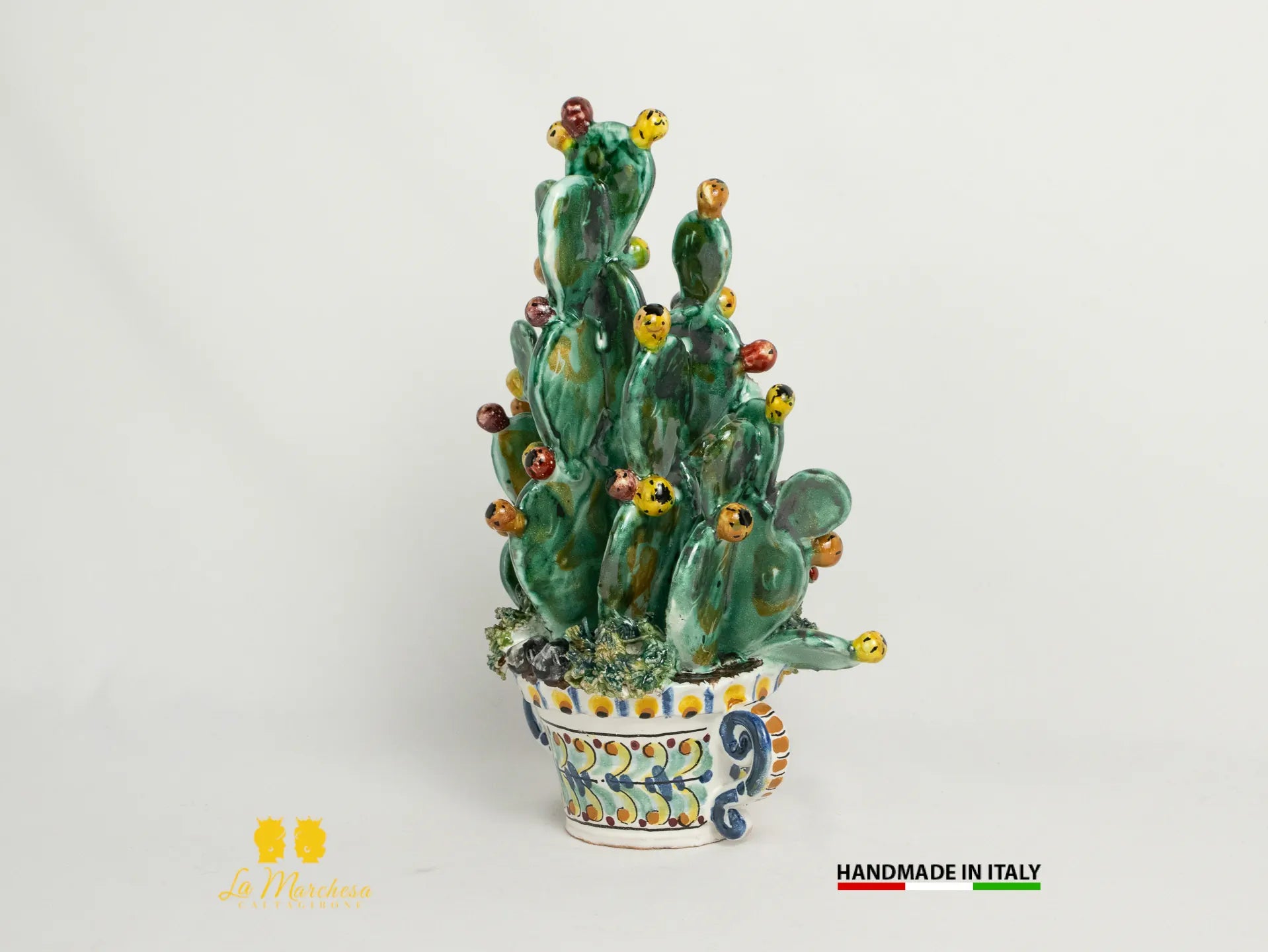 Pianta fichi d'india in Ceramica di Caltagirone artistica 25cm