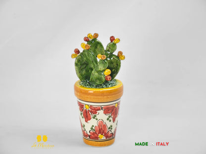 Piantina fichi d'india in Ceramica di Caltagirone - Vari Modelli