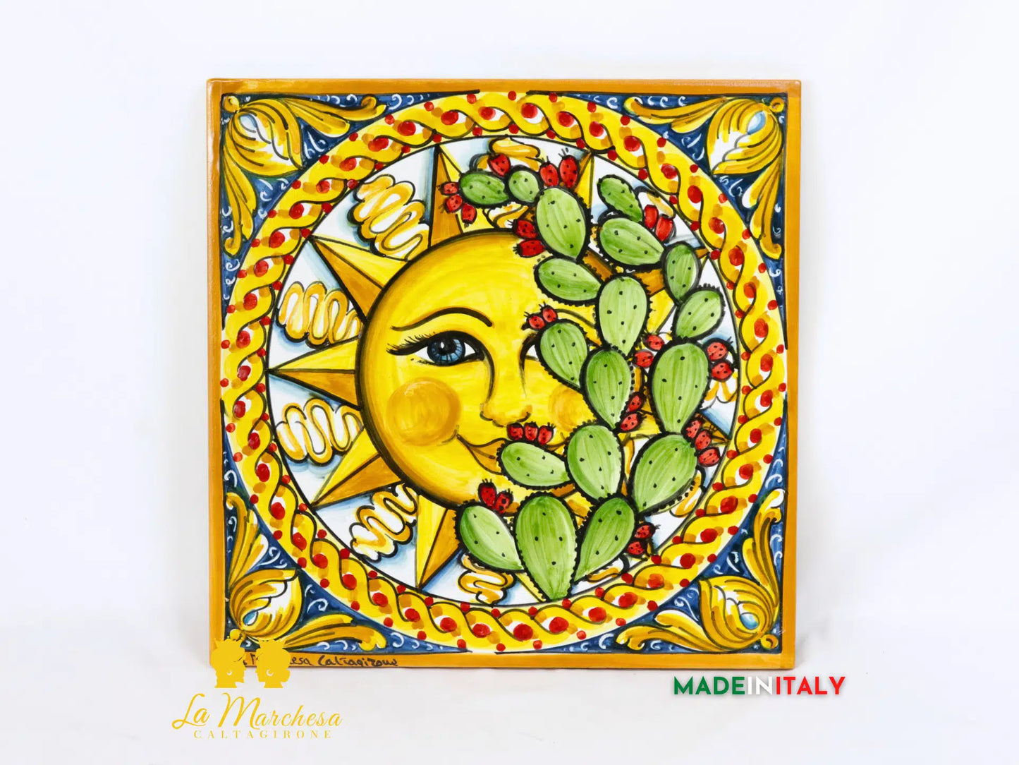 Piastrelle in Ceramica di Caltagirone Sole 30cm