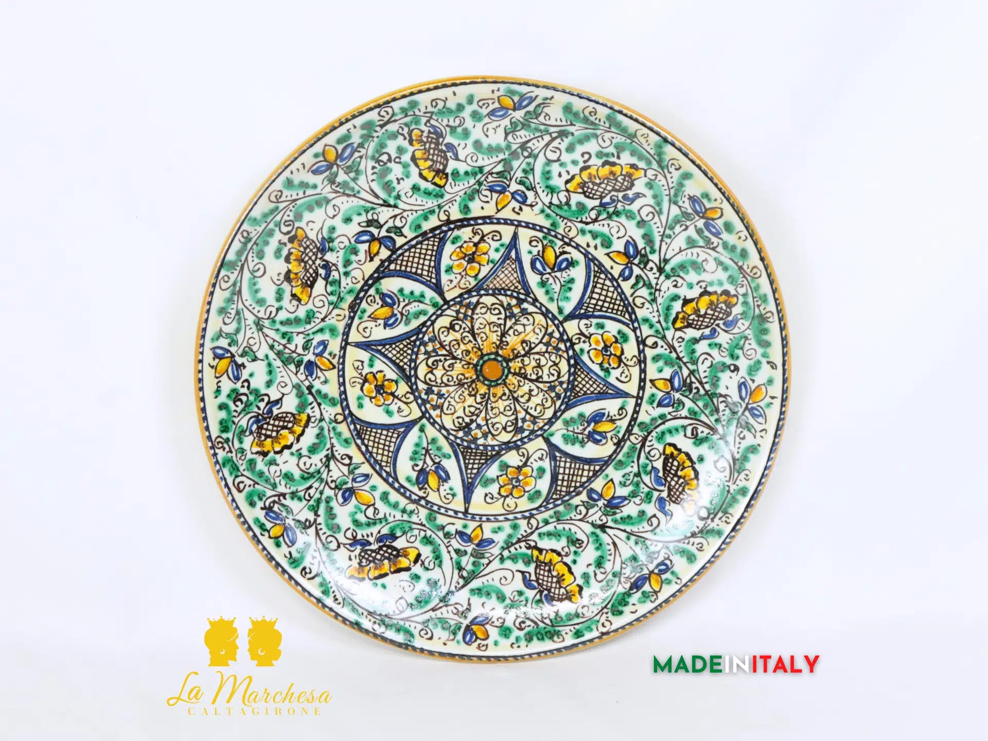 piatto in ceramica di caltagirone decorato a mano