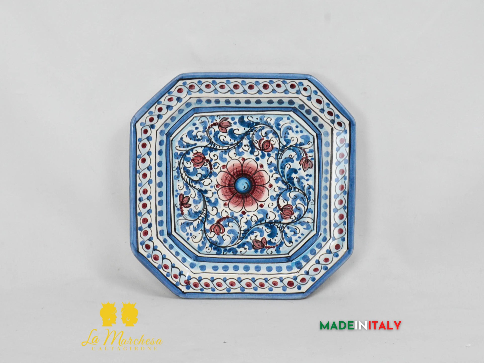 Piatto Ottagonale Decorato in Ceramica di Caltagirone - Vari Modelli