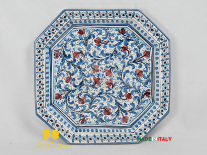 Piatto Ottagonale Decorato in Ceramica di Caltagirone - Vari Modelli