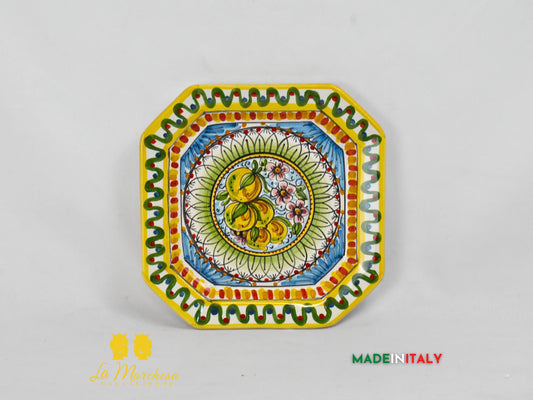 Piatto Ottagonale Decorato in Ceramica di Caltagirone - Vari Modelli