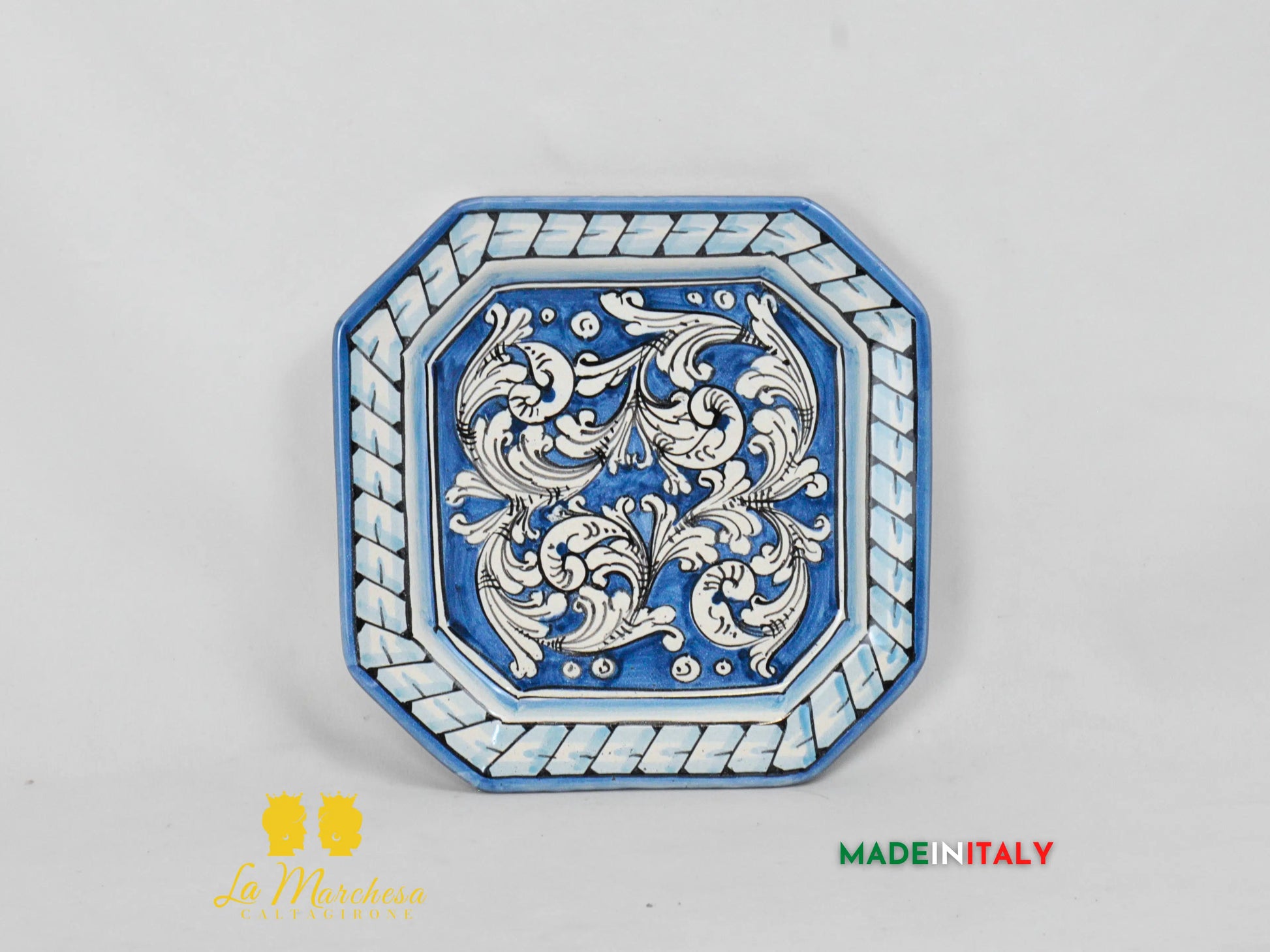 Piatto Ottagonale Decorato in Ceramica di Caltagirone - Vari Modelli