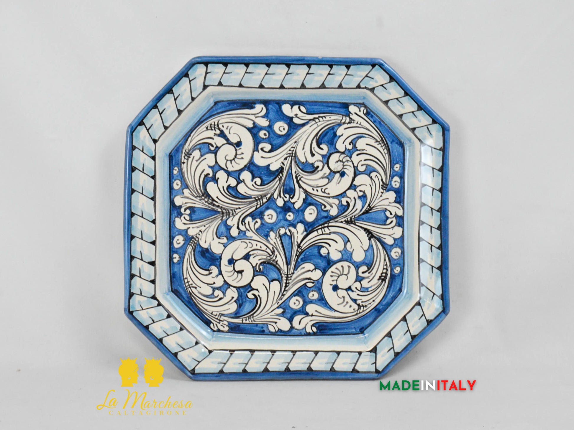 Piatto Ottagonale Decorato in Ceramica di Caltagirone - Vari Modelli