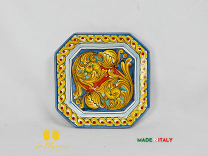 Piatto Ottagonale Decorato in Ceramica di Caltagirone - Vari Modelli