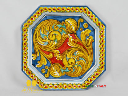 Piatto Ottagonale Decorato in Ceramica di Caltagirone - Vari Modelli