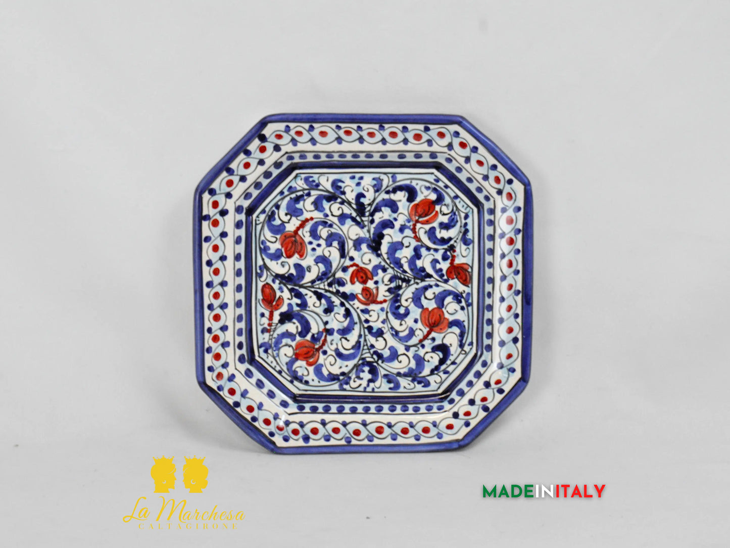 Piatto Ottagonale Decorato in Ceramica di Caltagirone - Vari Modelli