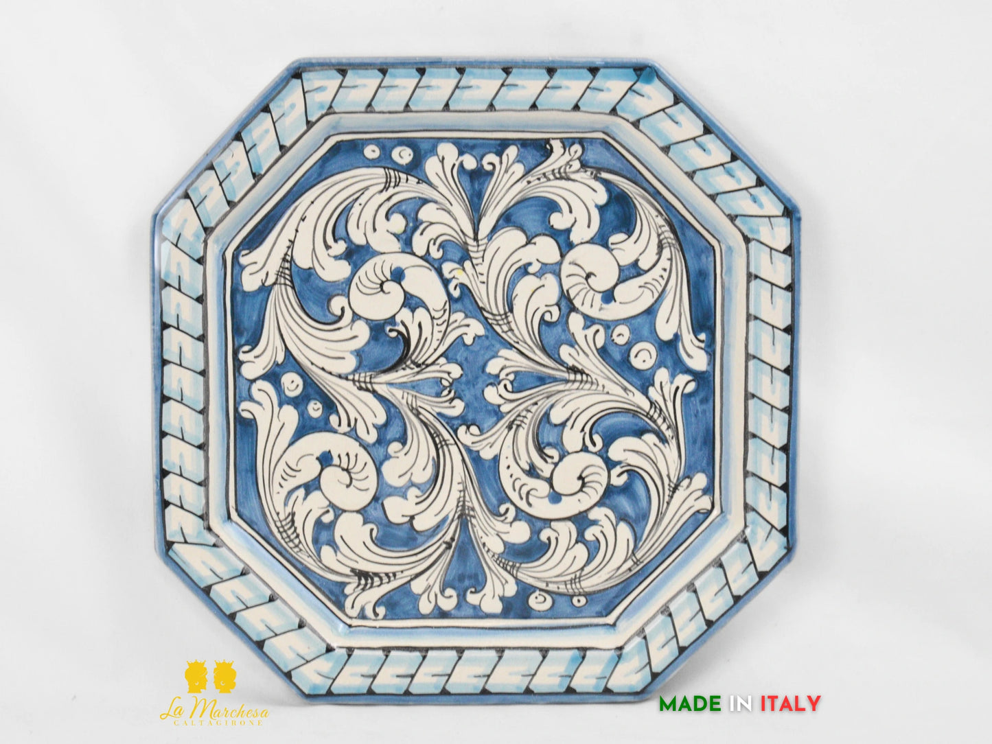 Piatto Ottagonale Decorato in Ceramica di Caltagirone - Vari Modelli