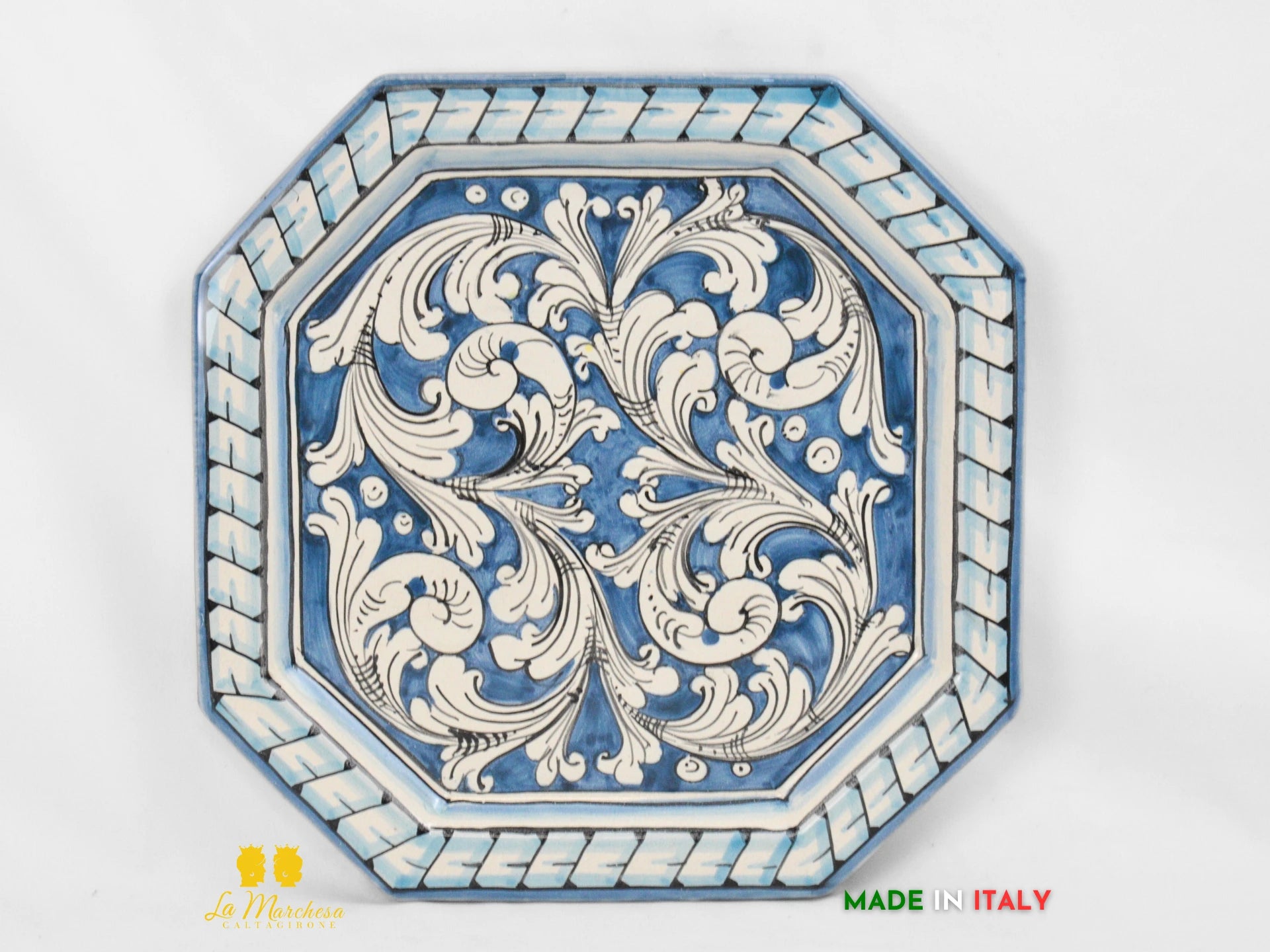 Piatto Ottagonale Decorato in Ceramica di Caltagirone - Vari Modelli