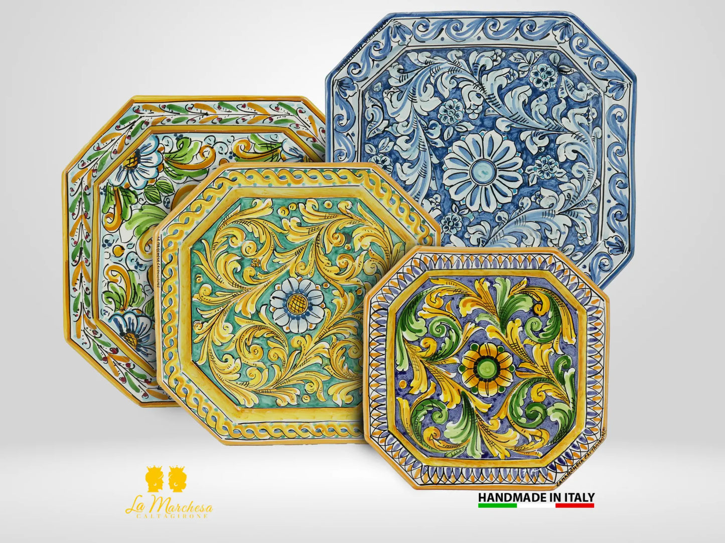 Piatto Ottagonale  in Ceramica di Caltagirone - Vari Modelli