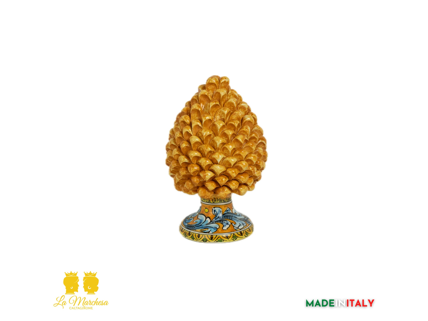 Pigna Siciliana Ceramica di Caltagirone Arancione ornato - Varie Misure