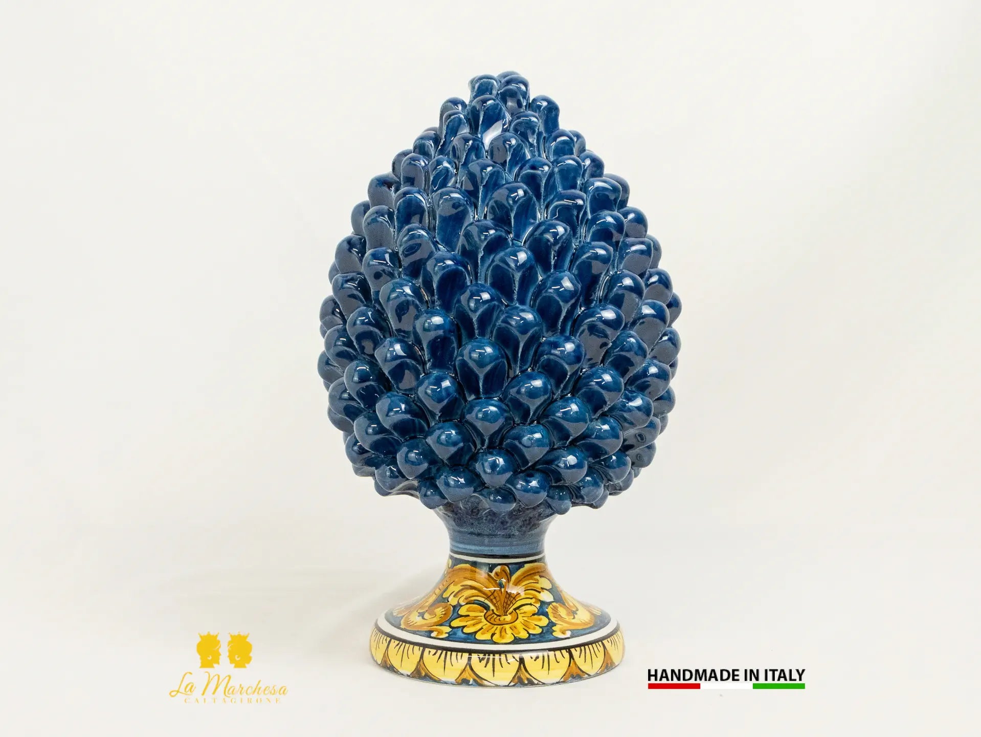 Pigna Siciliana in Ceramica di Caltagirone Blu antico- Varie Misure