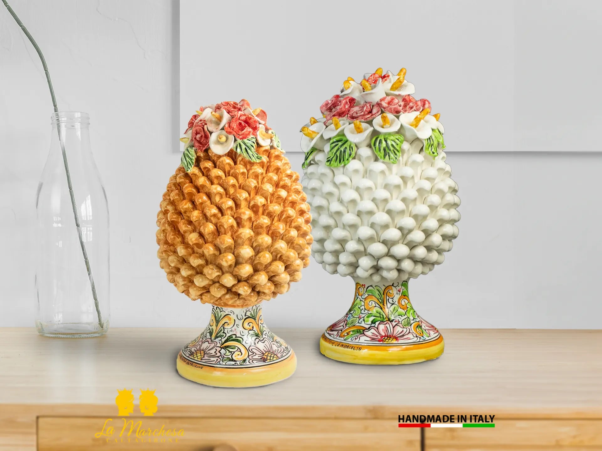 Pigna Siciliana Ceramica di Caltagirone applicazioni fiori