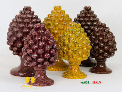 FINE SERIE - Pigna Siciliana Ceramica di Caltagirone Smalti schizzi 21cm - Vari Colori