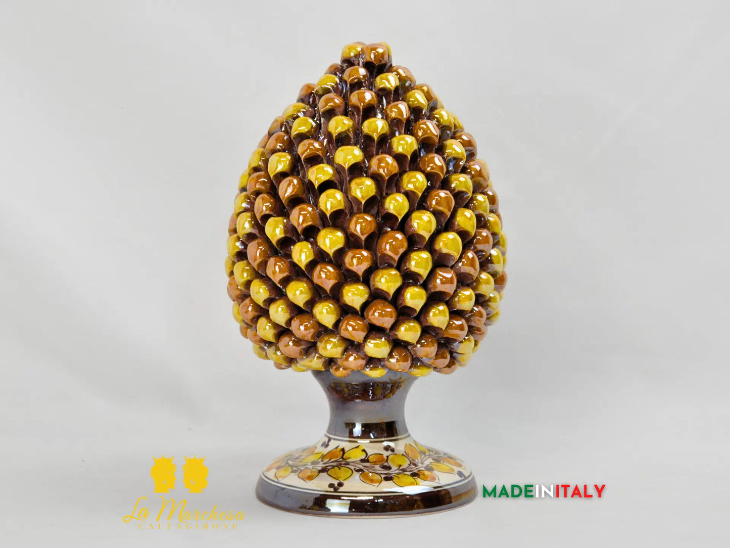 Pigna Siciliana Arancione Multicolore Madreperla in Ceramica di Caltagirone - Varie Misure