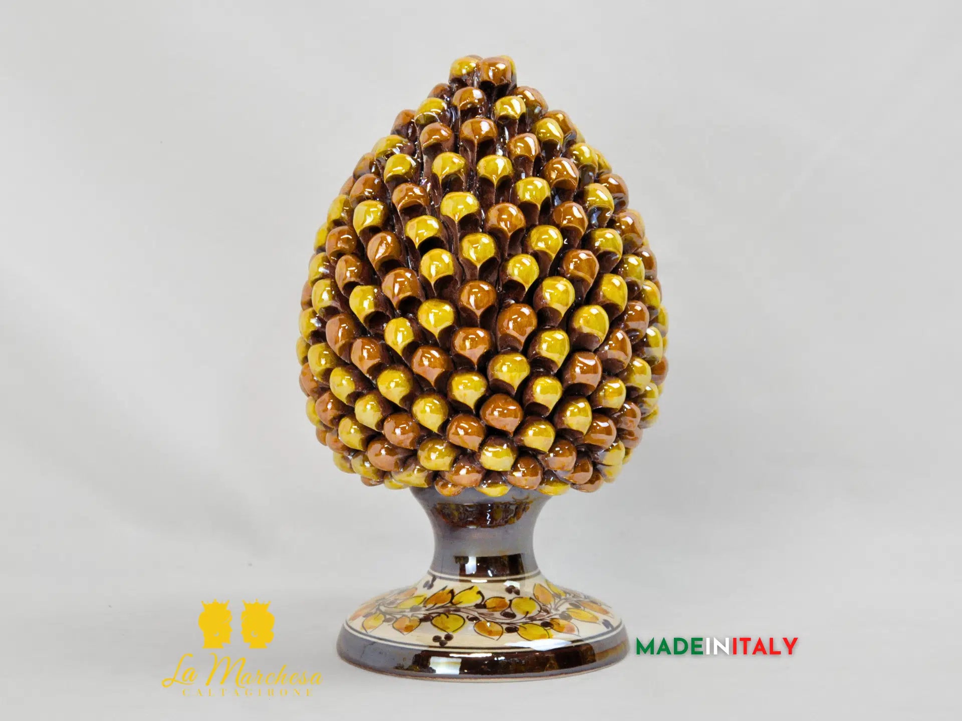 Pigna Siciliana Arancione Multicolore Madreperla in Ceramica di Caltagirone - Varie Misure