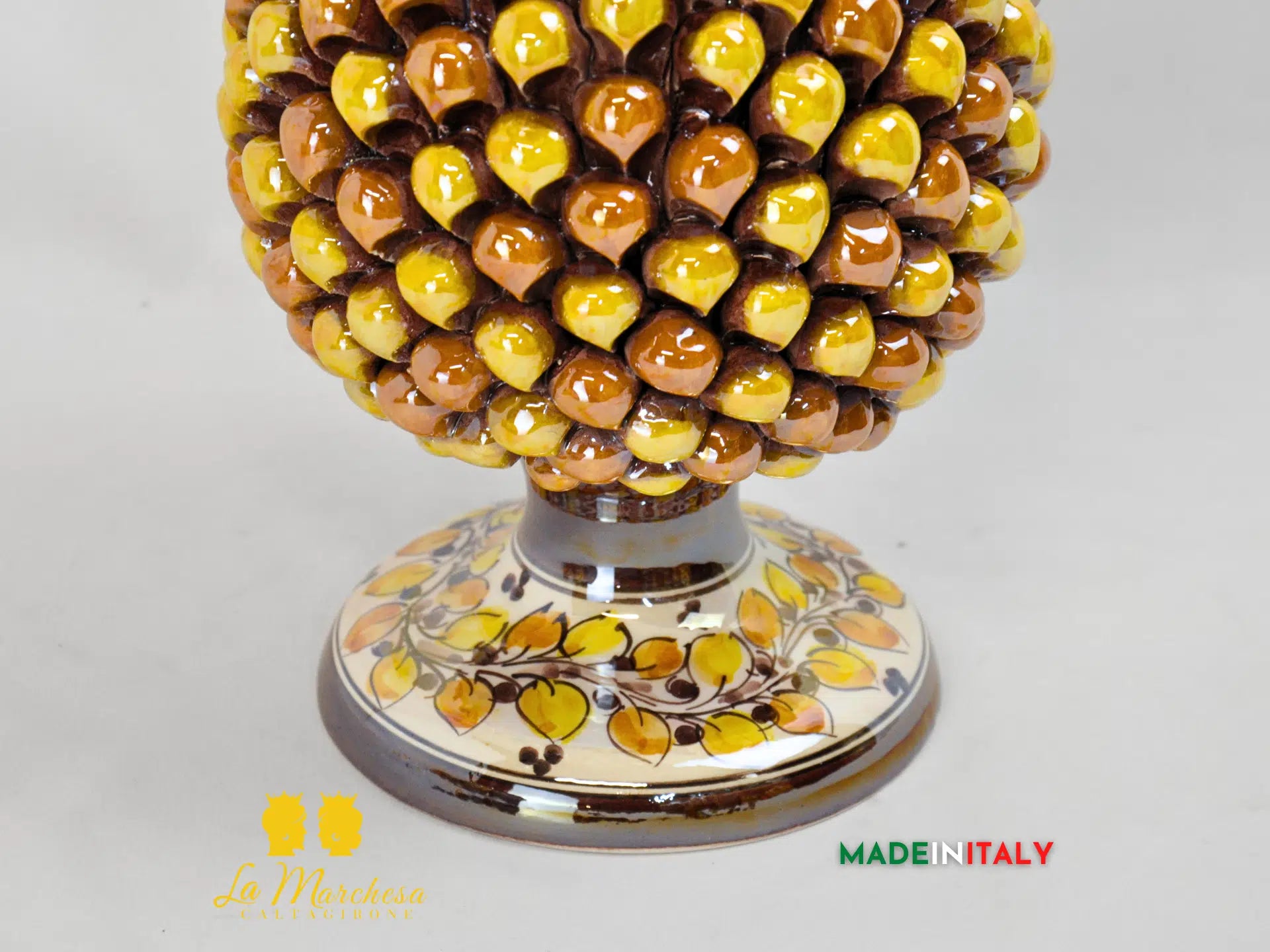 Pigna Siciliana Arancione Multicolore Madreperla in Ceramica di Caltagirone - Varie Misure