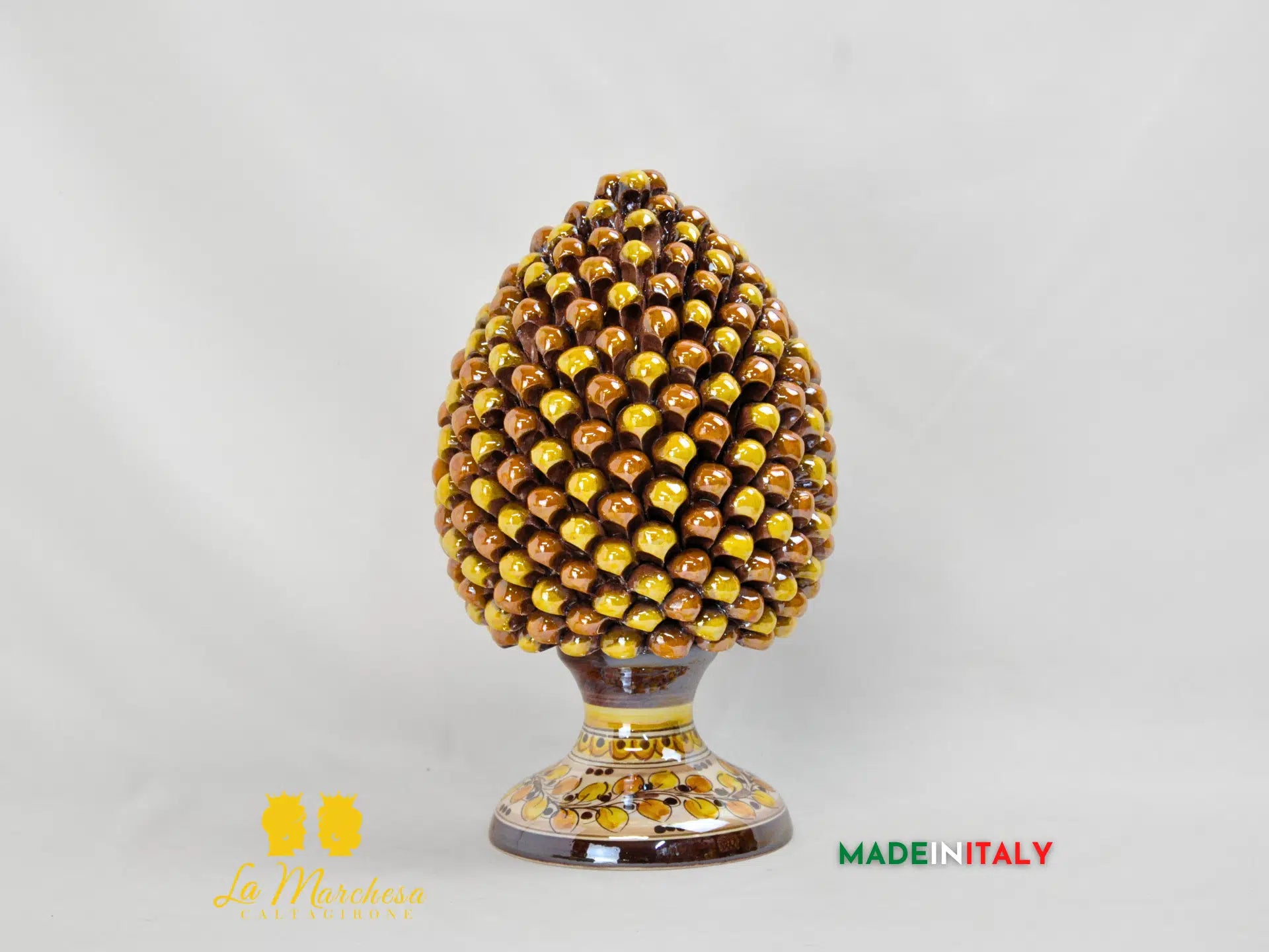 Pigna Siciliana Arancione Multicolore Madreperla in Ceramica di Caltagirone - Varie Misure