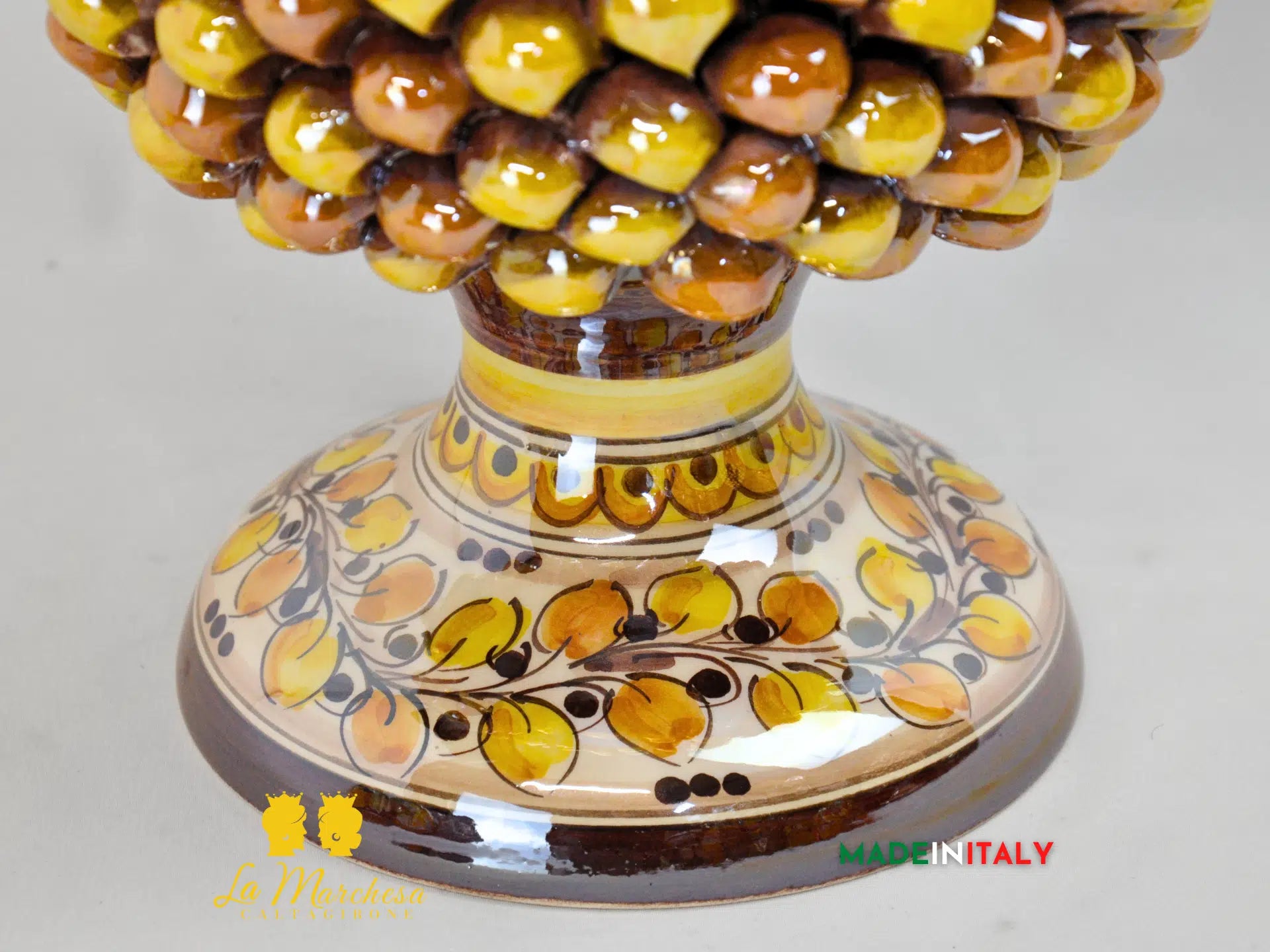 Pigna Siciliana Arancione Multicolore Madreperla in Ceramica di Caltagirone - Varie Misure