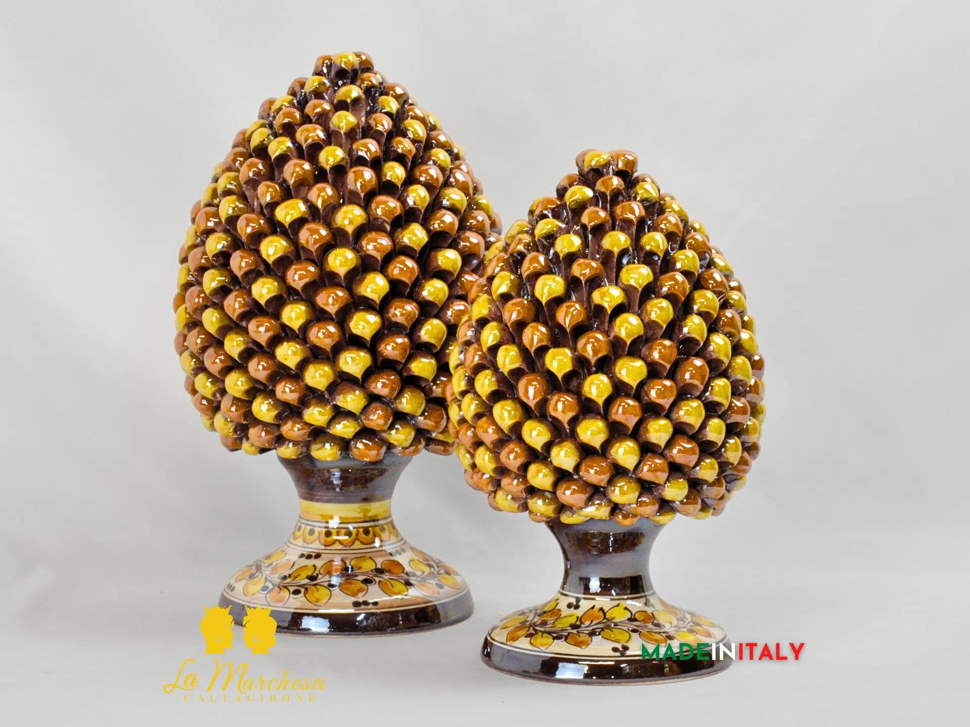 Pigna Siciliana Arancione Multicolore Madreperla in Ceramica di Caltagirone - Varie Misure