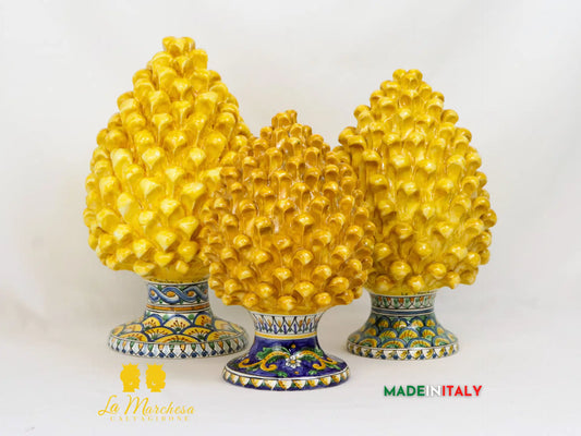 Pigna Siciliana Base Decorata in Ceramica di Caltagirone - Vari Modelli
